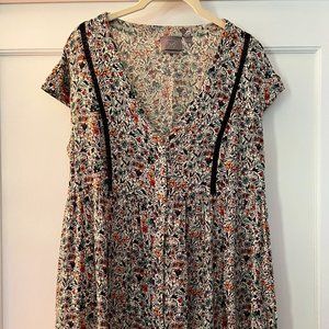 Anthropologie Vanessa Virginia Floral Boho Tunic Mini Dress EUC Size M